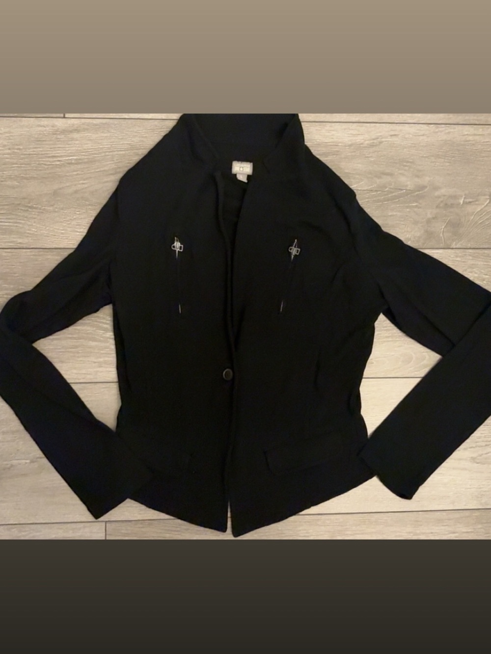 Converse One Star Women’s Black Button Front Collared Slim Jacket L Blazer